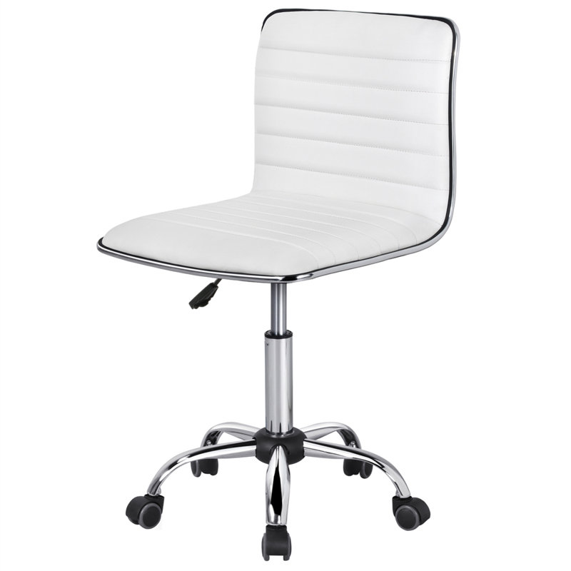 Fauteuil de bureau en cuir synthétique à dossier bas Correen, Blanc