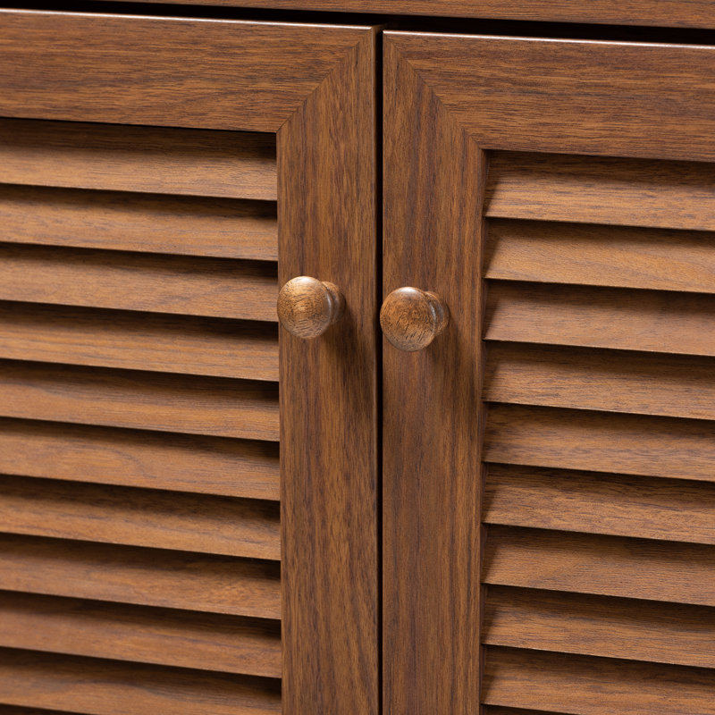 Shoe Storage Cabinet, Walnut, 45.25" H x 30.75" W x 14.6" D