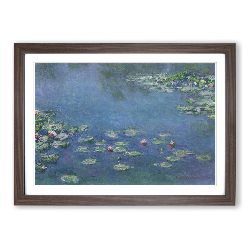 Water Lilies Lily Pond Vol.24 by Claude Monet - Picture Frame Painting, 36cm H x 48cm W x 2cm D, Walnut