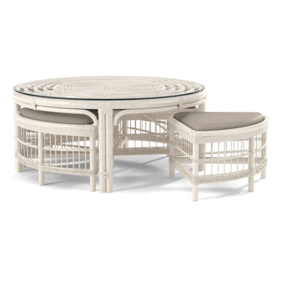 Table basse en rotin avec bancs Raffles