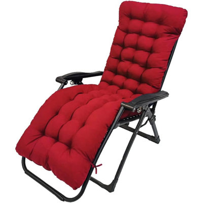 Sun Lounger Chair Cushion, Chaise Lounge Mattress With Non-slip Back And Elastic Sleeve For Indoor And Outdoor Use, Red