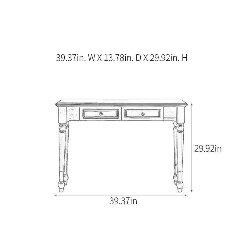 Rural Classical Art Solid Wood Console Table, 29.92" H x 39.37" W x 13.78" D, White