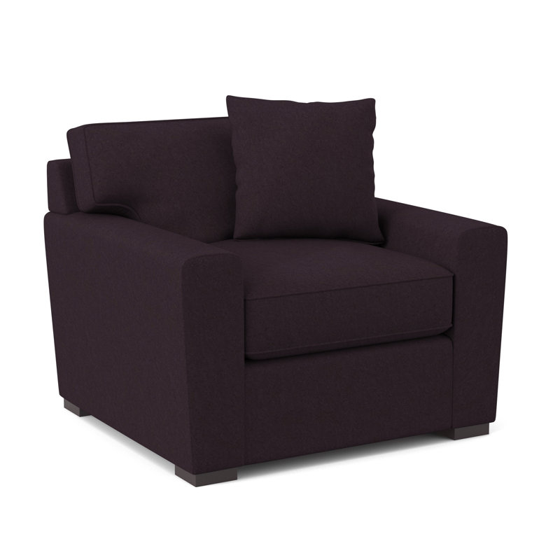 Fauteuil en polyester l 42 po Zinah, Velours performance Bella Aubergine