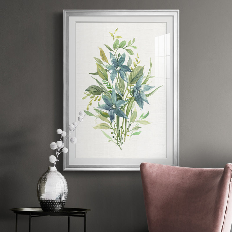 «Greenery I» - Peinture sur toile encadrée, H 26,5 po x l 36,5 po x P 1,5 po, Argent