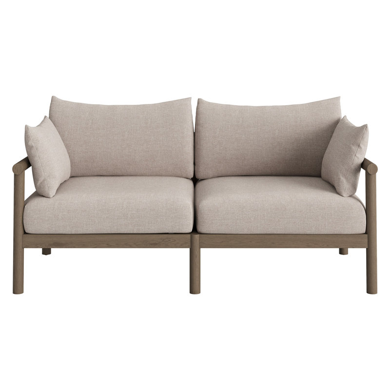 Causeuse d'extérieur en bois de teck Eleni, Weathered Gray Pebble, Weathered Gray Pebble