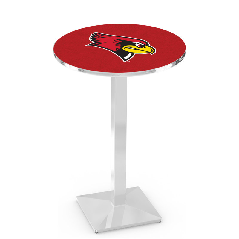 Round Metal Base Dining Table, Chrome, Illinois State University