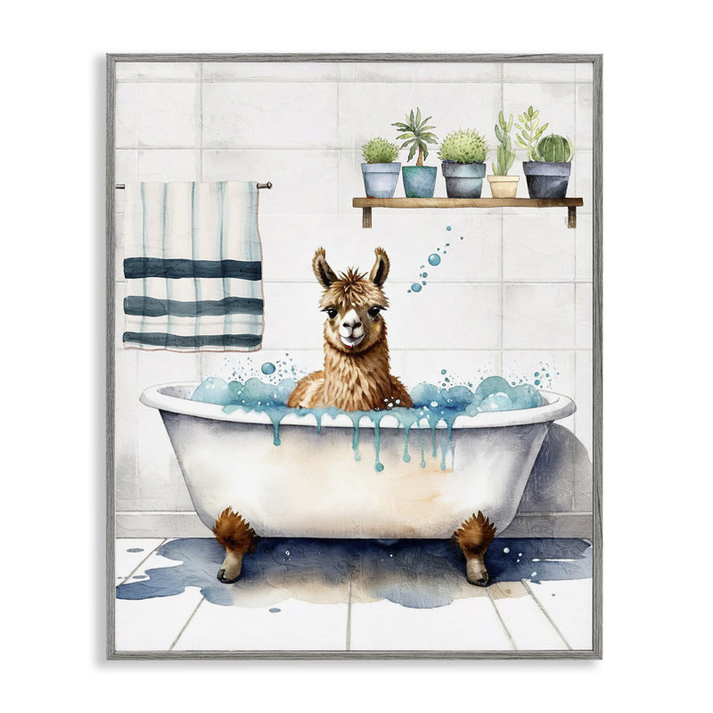 «Alpaca Bathtime Suds», estampe numérique par Kim Allen bk-125, Estampe numérique Farmhouse, H 20 po x l 16 po