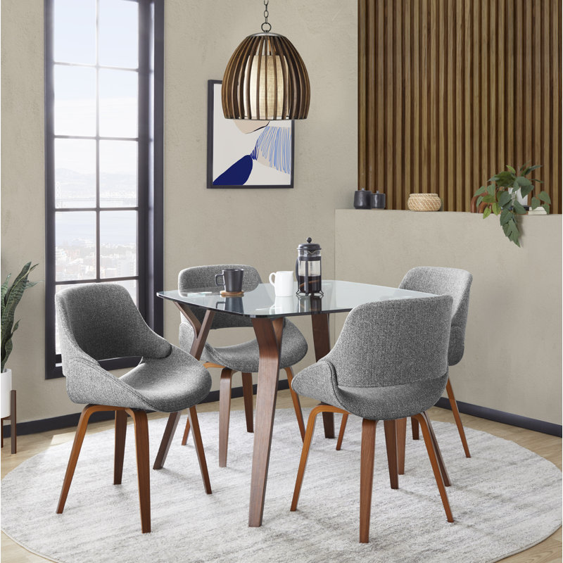 Chaise d'appoint rembourrée Ladson, Gris, Walnut