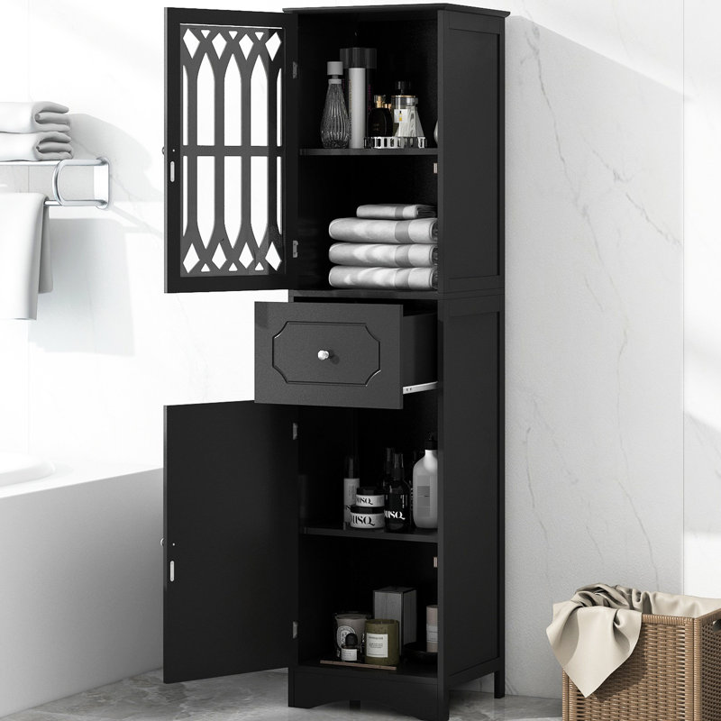 Armoire de salle de bain noire avec surface imperméable moderne, noir, espace