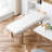 White Velvet Upholstered Silver Stainless Steel Bench-572854061