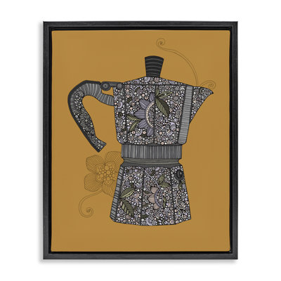 Moka Pot Coffee Maker Framed Floater Canvas Wall Art by Valentina Harper