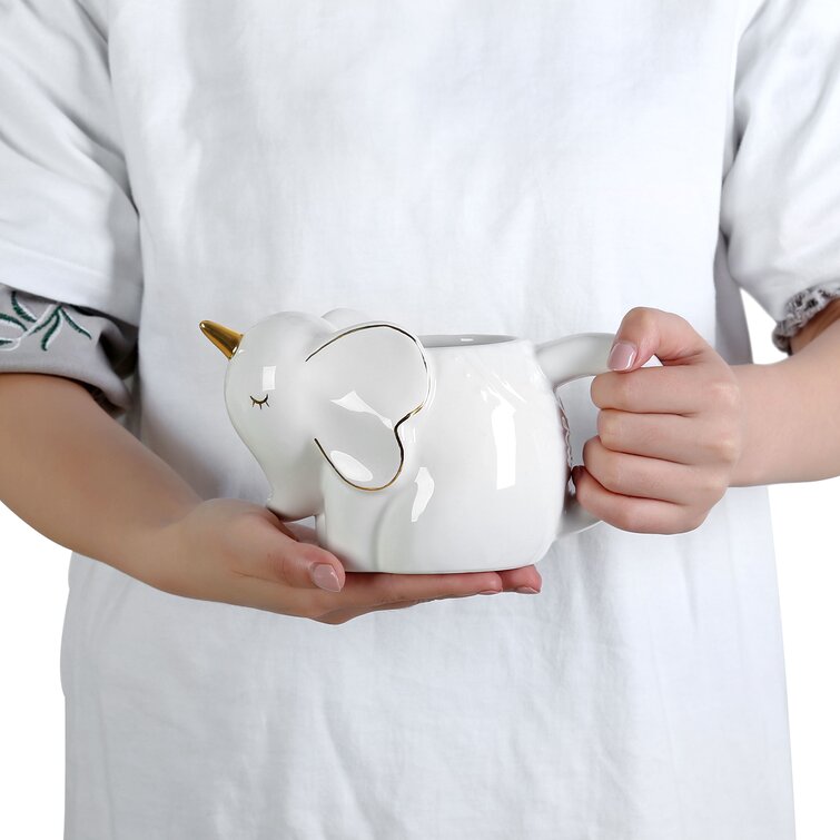 Mary White Elephant Ceramic Coffee Mug Zoomie Kids