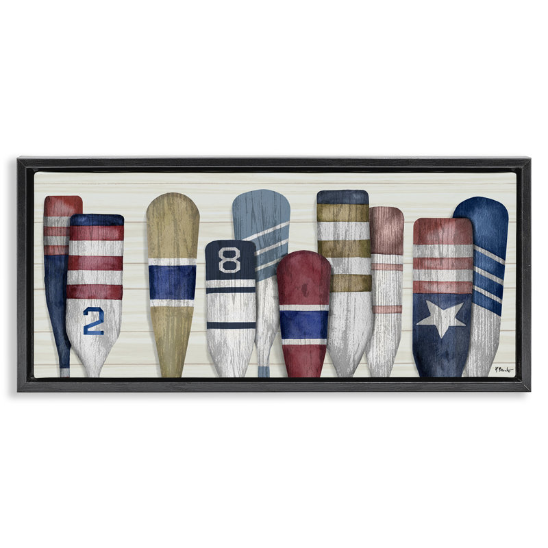Port Oars - motifs américains rétro, Cadre flottant noir de jais, H 14 po x l 31 po