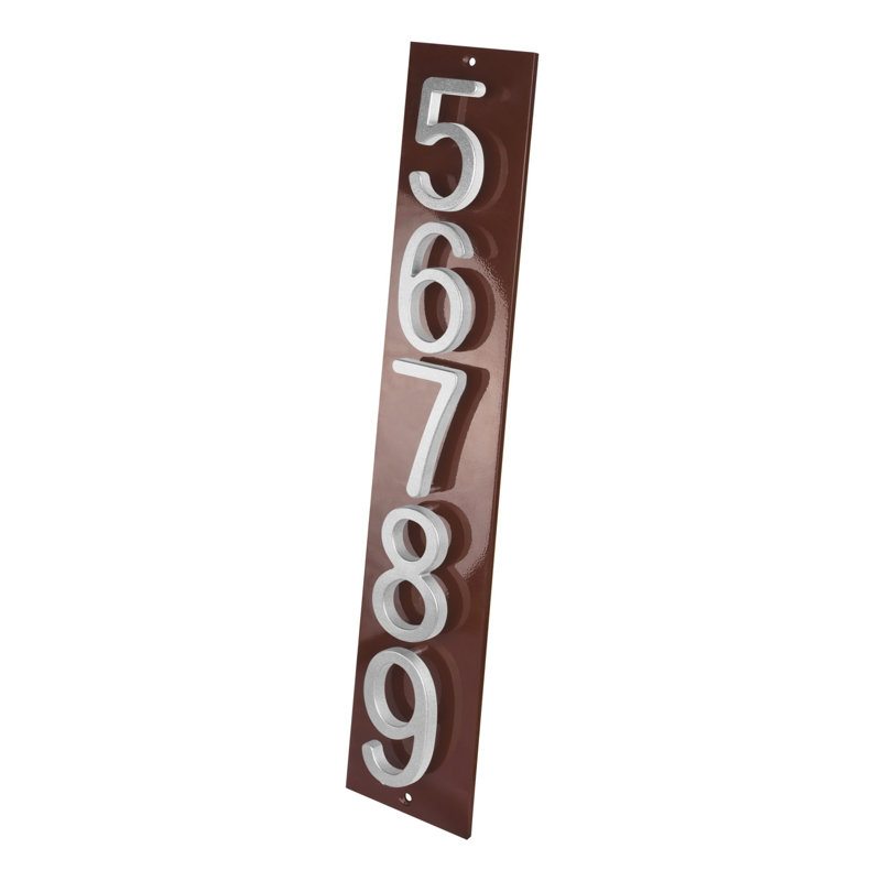 Plaque d'adresse verticale Amgo, Argent argent, Brun, Oui