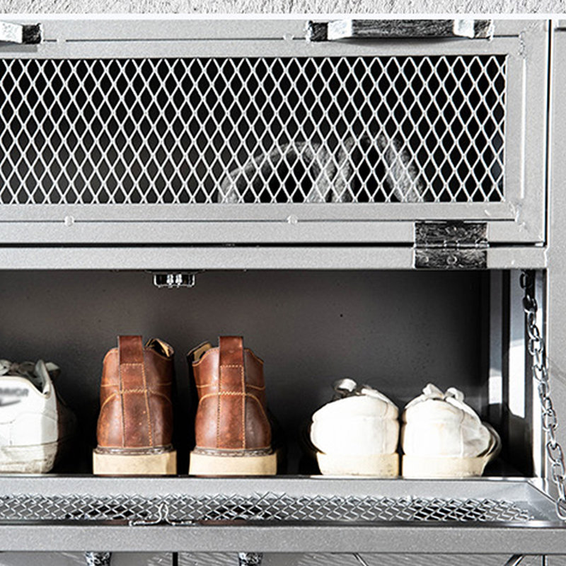 12 Pair Shoe Storage Cabinet, Silver