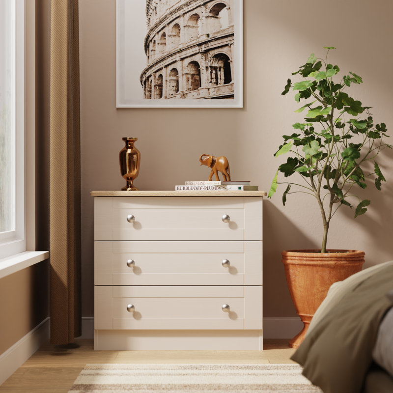 77cm W 3 - Drawer Chest of Drawers, Beige