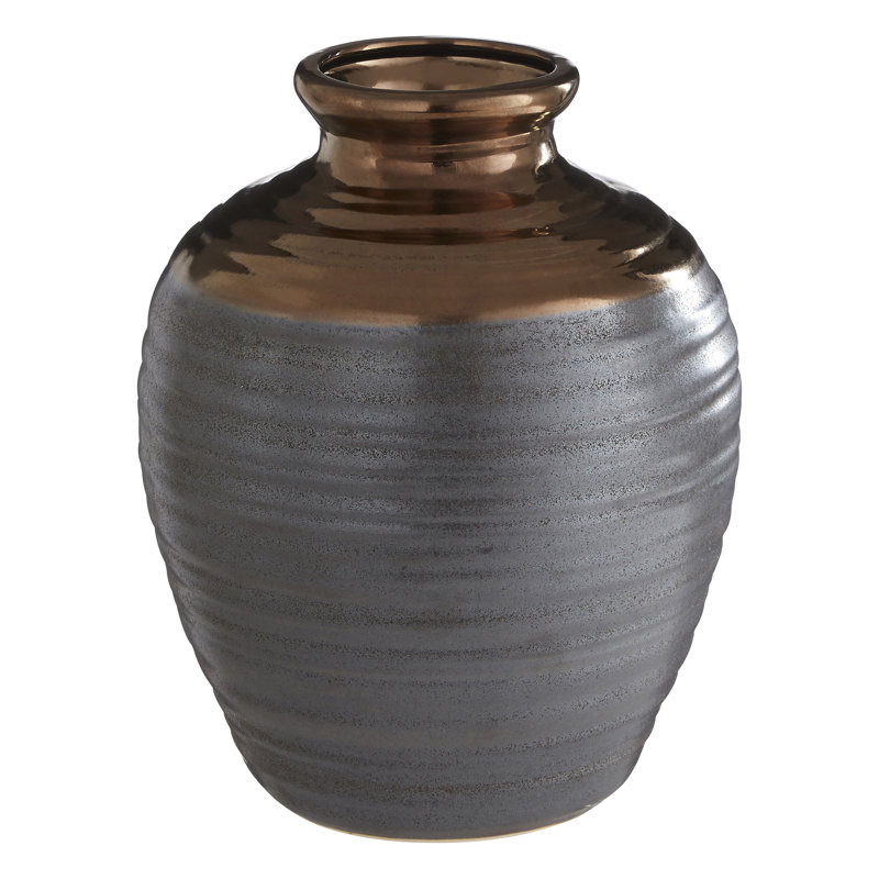Szeto Ceramic Table Vase, 26cm H x 20cm W x 20cm D, Grey