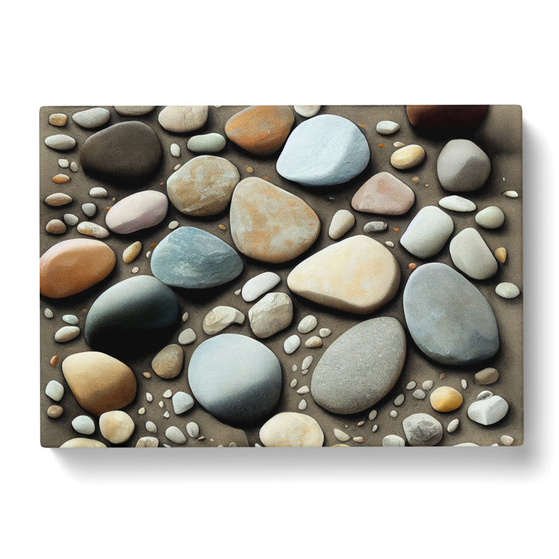 Great River Pebbles - Wrapped Canvas, 35cm H x 50cm W x 3cm D