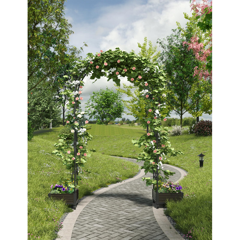 Metal Arbour in Black, 240.03cm H x 119.89cm W x 39.88cm D