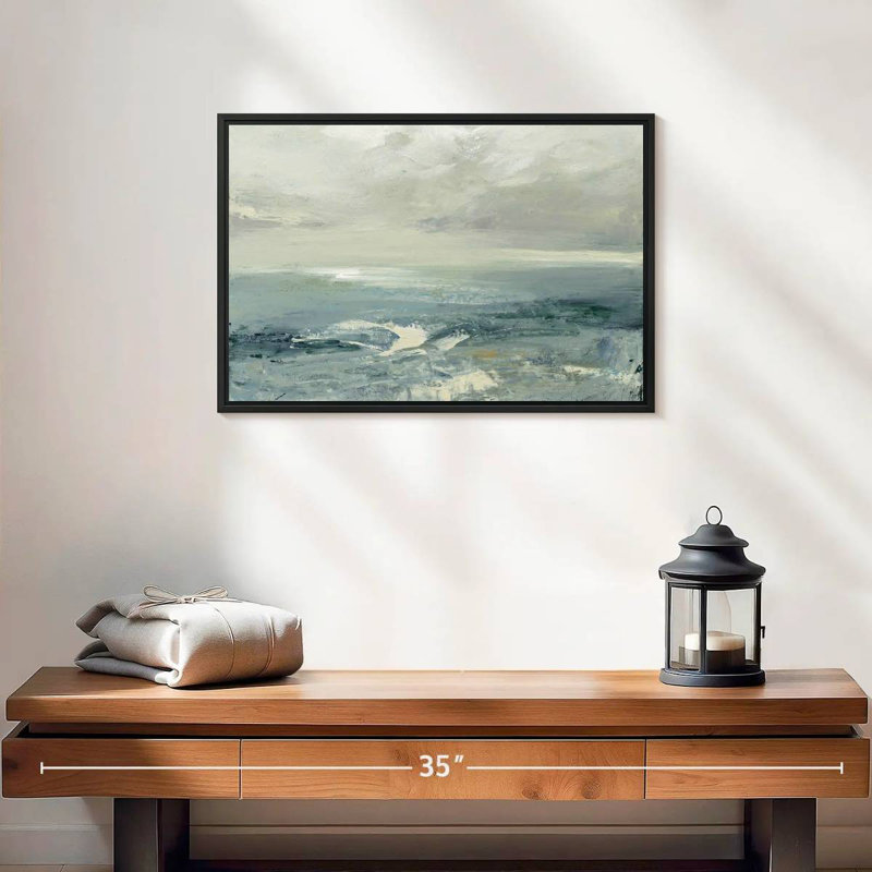 Summer Beach Waves, 19" X 13", Floating Frame Black