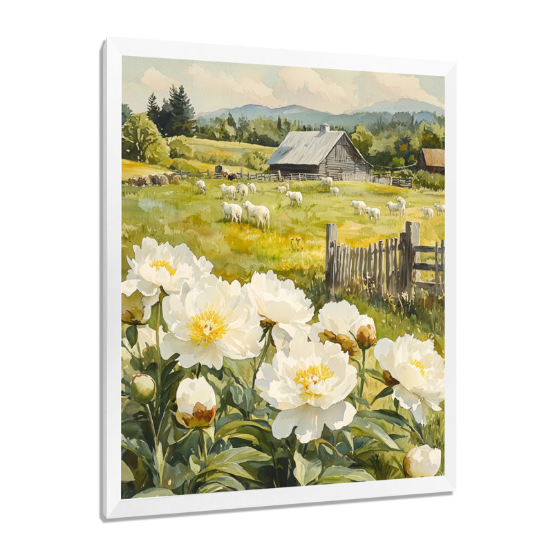 Dolina - Floral Wall Art Prints, H 44 po x l 34 po, Reproduction encadrée d'une seule photo, Blanc