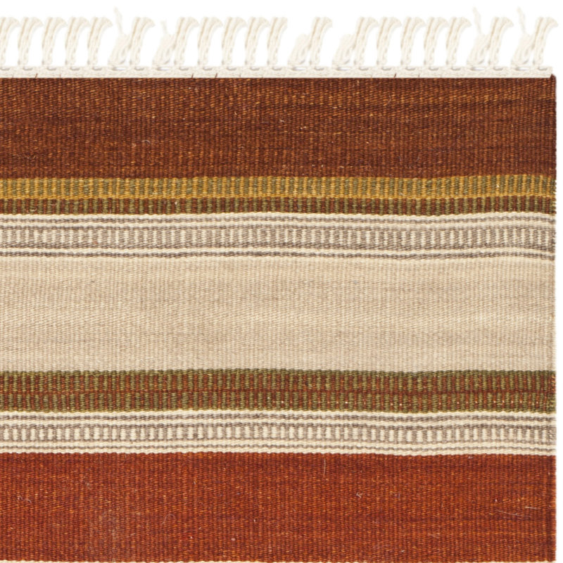 Tapis rayé intérieur / extérieur rayé tissé à la main Kilim, Rectangle 2 pi 6 po x 4 pi