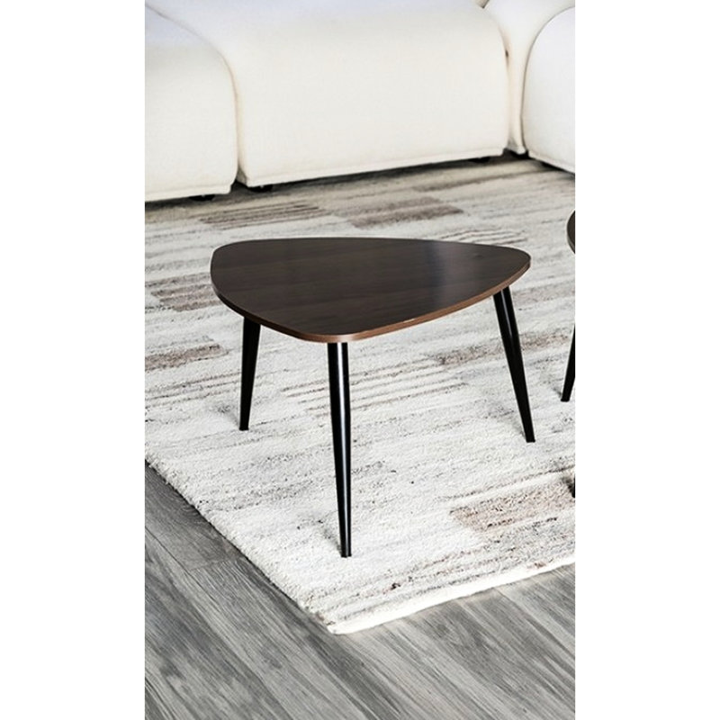 2 tables gigognes contemporaines en métal et en bois massif de 2,5 po de hauteur, l 15,5 po de hauteur, éclat naturel ou noir, teinté