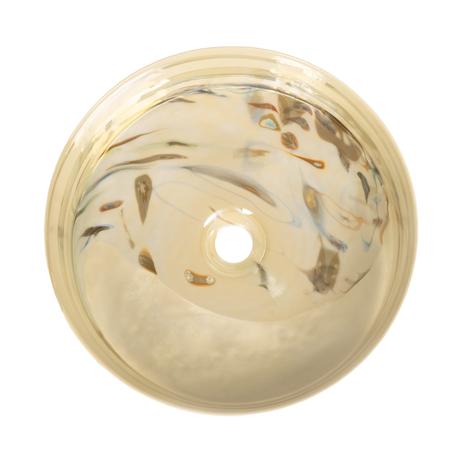 Murano Positano Glass Round Vessel Sink, Corallina