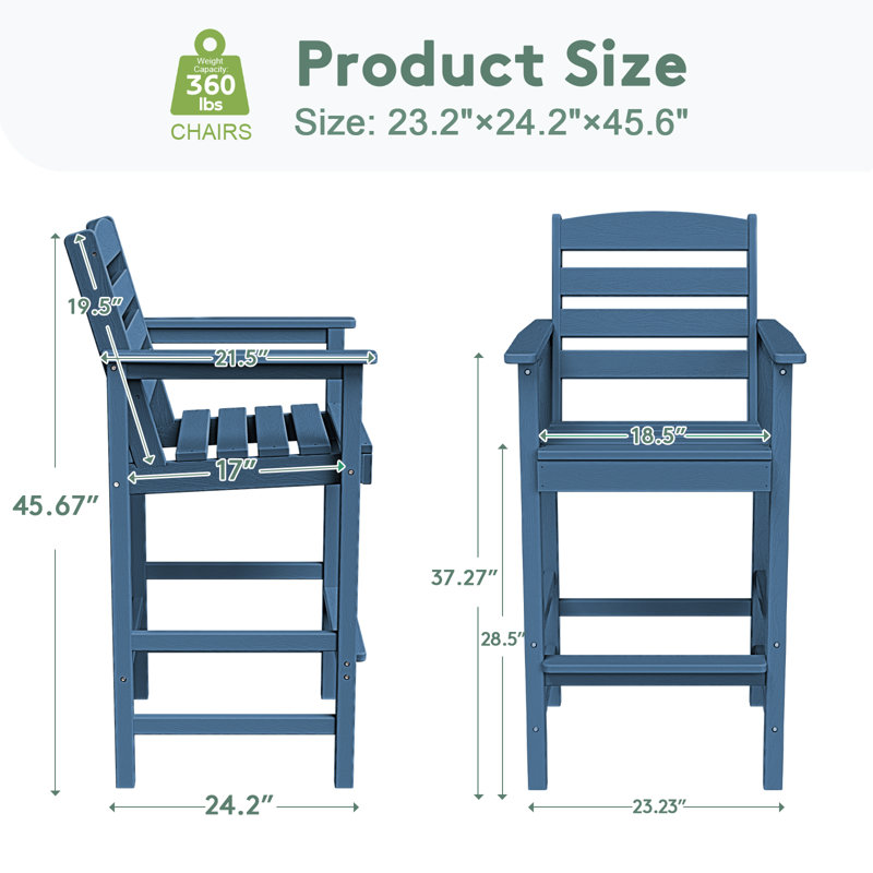 Ensemble de chaises Adirondack en plastique Dalson, Marine