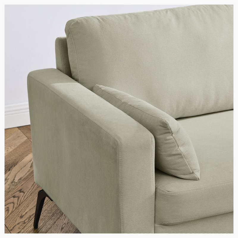 Jeconiah Upholstered 72.83'' Sofa, Beige Corduroy, 32.28" H x 72.83" W x 31.88" D