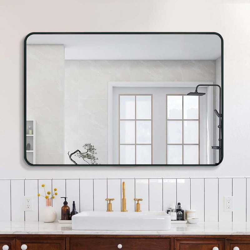 Rauch Aluminum Mirror, Black, 30" x 40", Arch