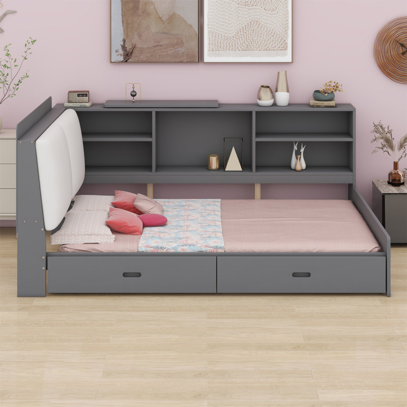 Lit plateforme Xzaviar, Gris