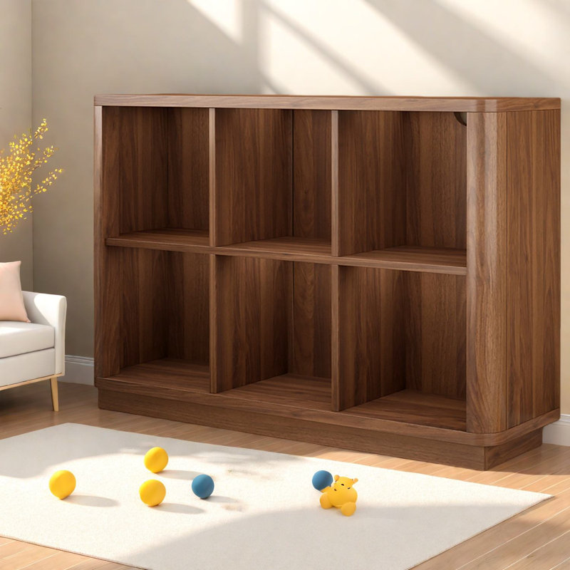 Space-saving Walnut Bookcase, Wood Modern Storage Unit For Home