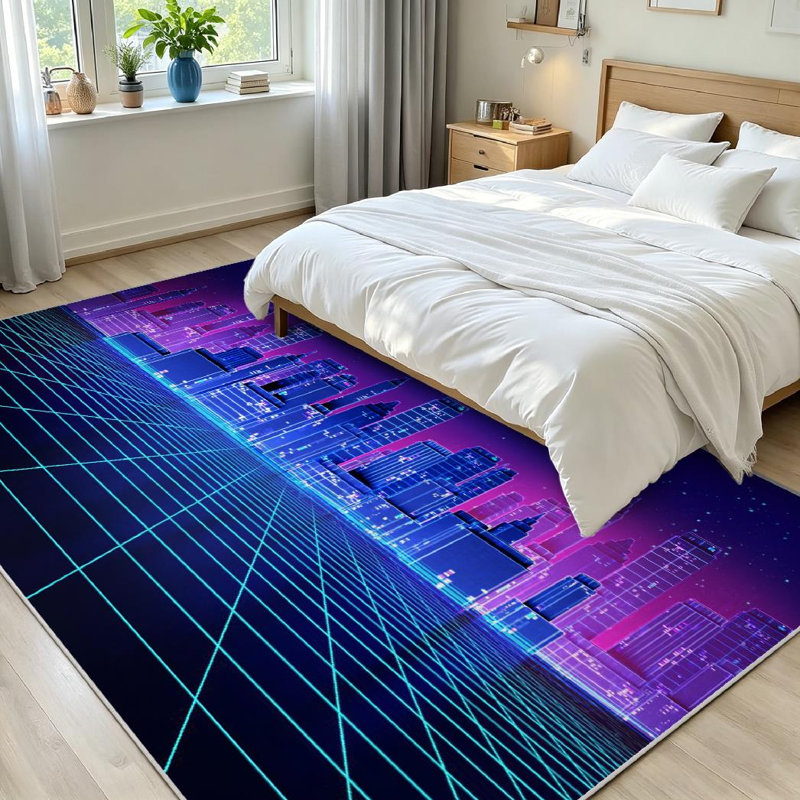 Tapis d'intérieur rétro clair et lavable à la machine, Rectangle 71 po x 98 po