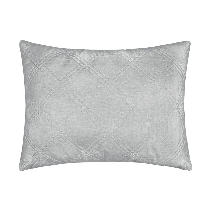 Washed Linen Light Grey Quilted King Sham