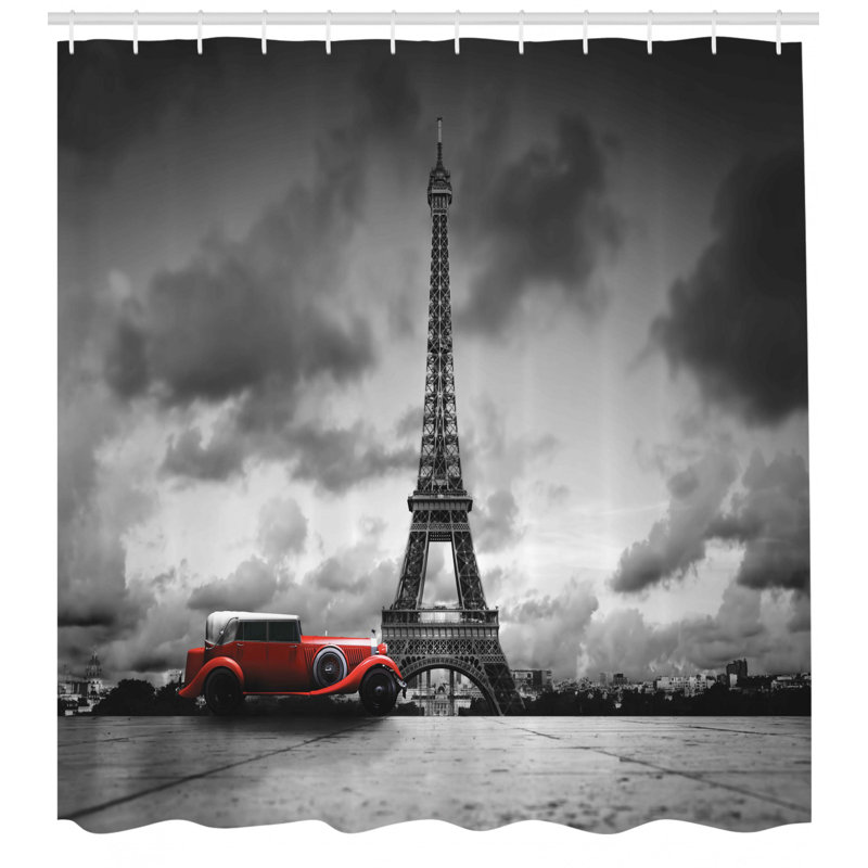Shower Curtain Set, Eiffel Tower, 69" H x 105" W