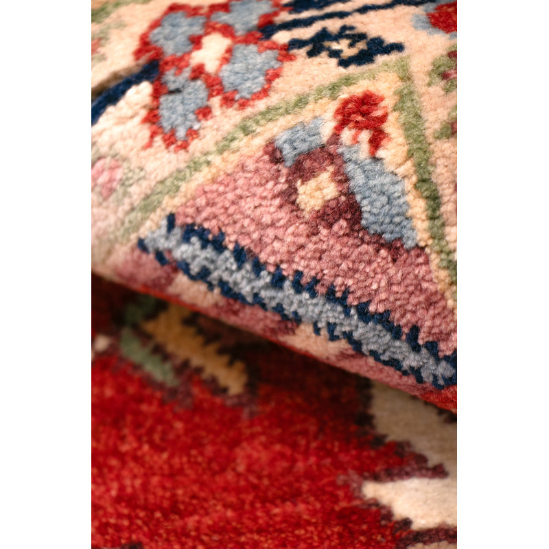 Serapi Hand Knotted Wool Oriental Area Rug, Rectangle 9' x 12', Red/Navy/Cream
