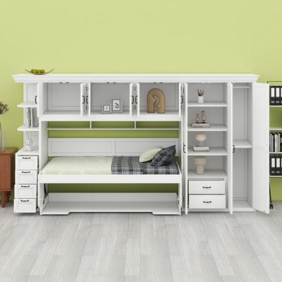 Lit escamotable mural avec garde-robe, armoire et bureau Murphy