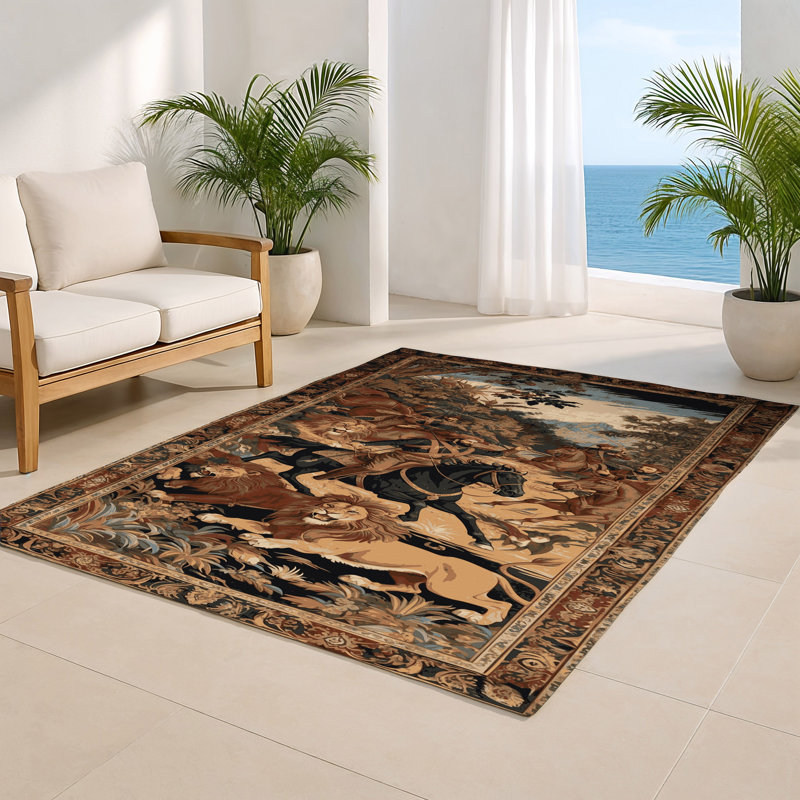 Tapis d'intérieur et d'extérieur brun Persian, Rectangulaire 2 pi x 3 pi