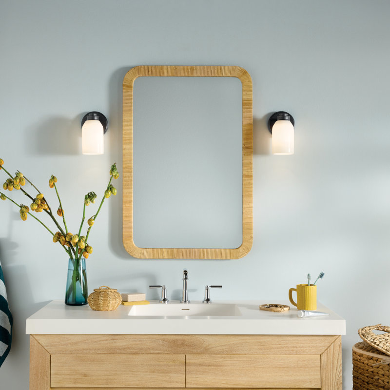 8.25" 1-Light Wall Sconce with White Opal Glass, Satin Black