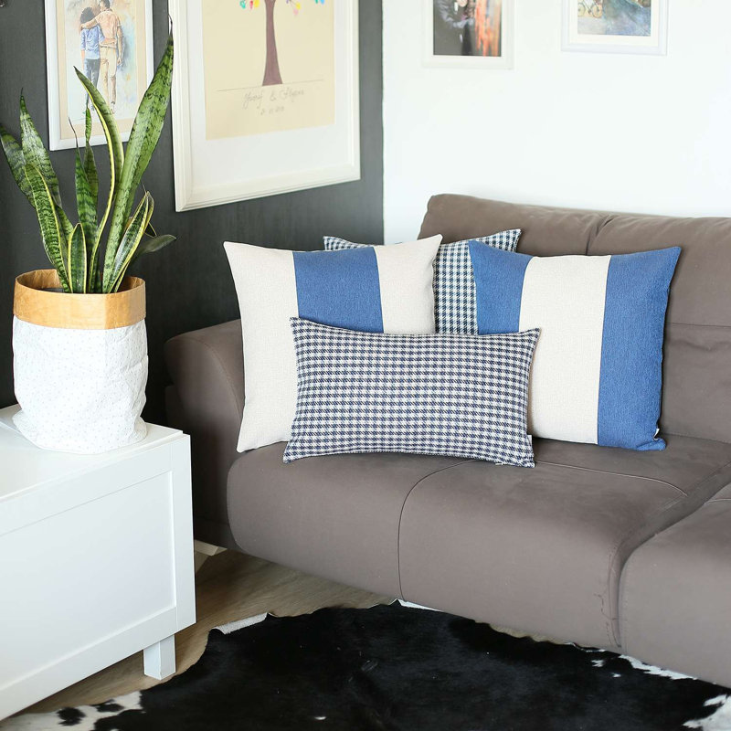 Housse de coussin décoratif, polyester, White & Blue