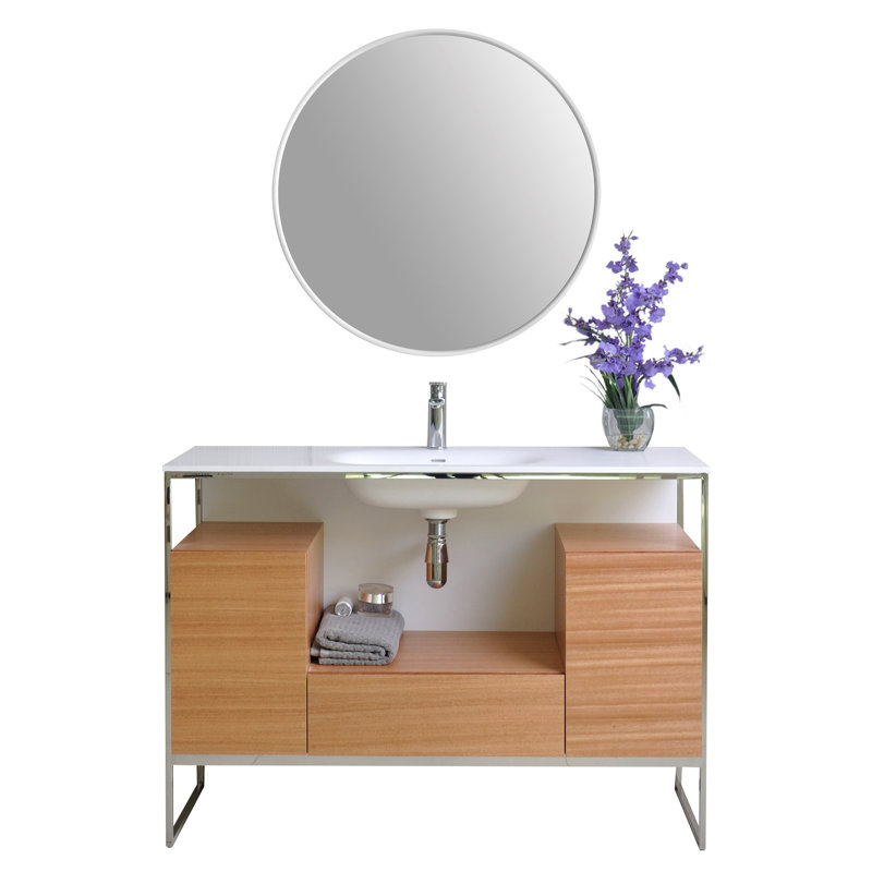 Tory 48'' Single Bathroom Vanity with Solid Surface Top with Mirror