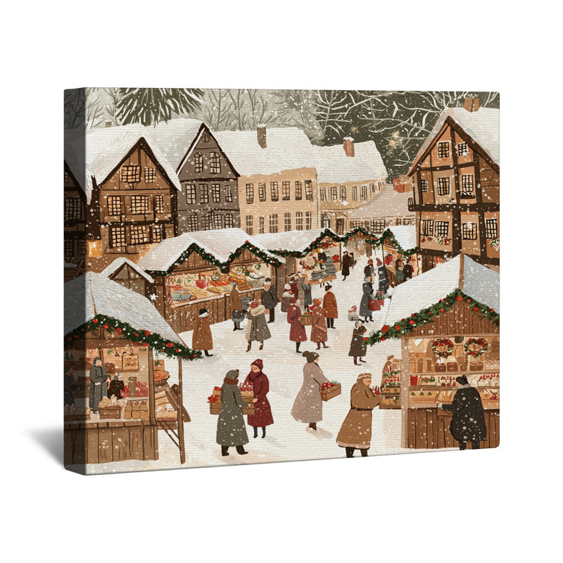 Winter Market Scene Canvas Gallery Wrap in Many Sizes, 20 x 30 inches
