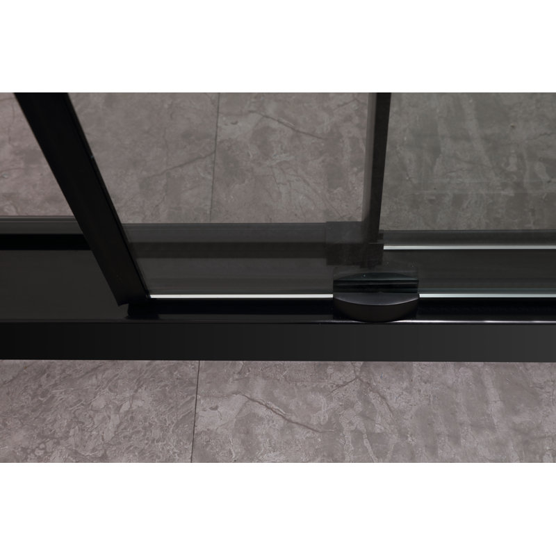 56-60" X 76" H Frameless Sliding Bathtub Door, Tub Shower Door, 3/8"(10mm) Clear Tempered Glass, Matt Black Finish, Black
