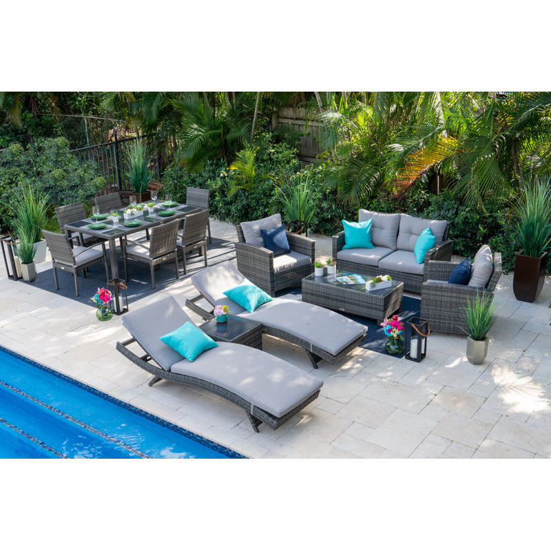 Bethena Wicker 12 - Person Patio Conversation Set with Cushions