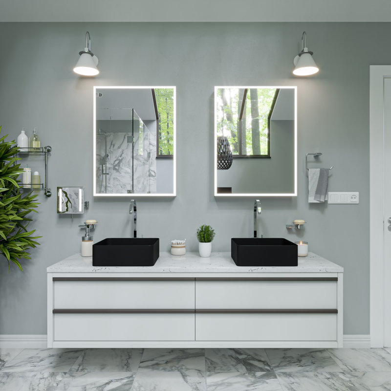 Lavabo de salle de bain carré, Noir
