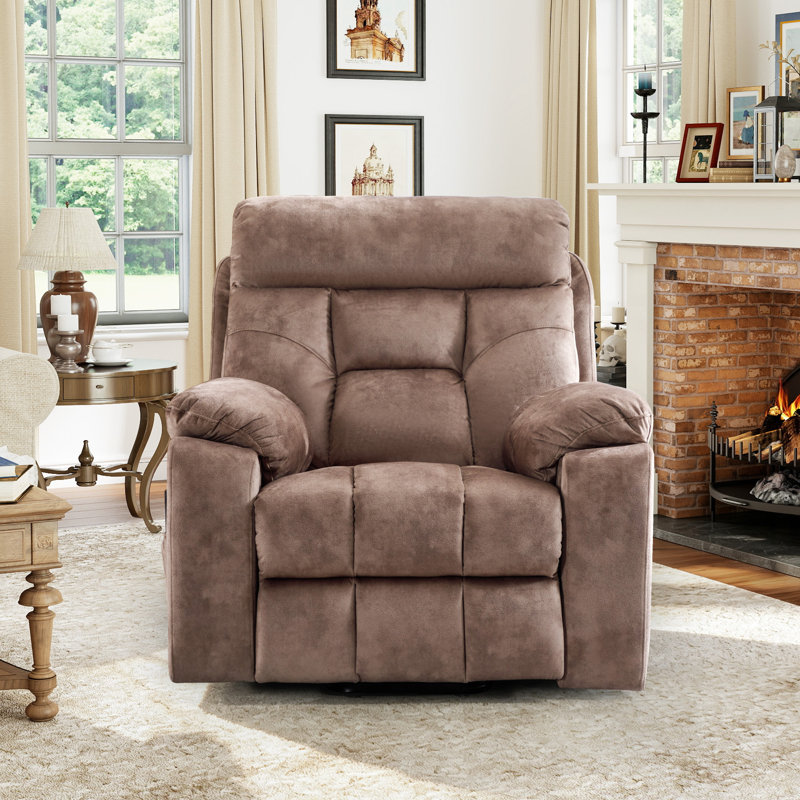 Fauteuil inclinable surdimensionné en microfibre de 40,5 po de large avec chauffage chauffant et deux porte-gobelets cachés et port USB et poche latérale