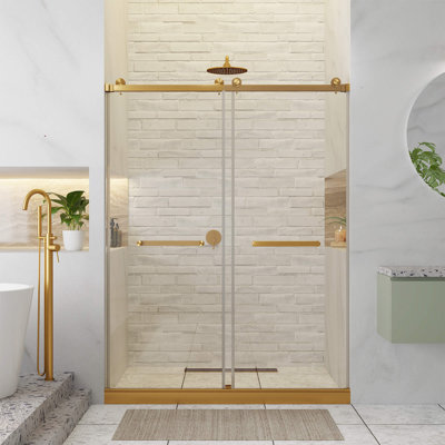 Porte de douche coulissante double sans cadre l 60 po x H 80 po