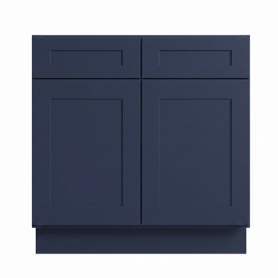 Armoire de cuisine Blue Shaker, structure en bouleau massif et contreplaqué, quincaillerie à fermeture en douceur, tablette réglable et tailles modulaires