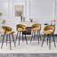 Set of 2 Yellow Chenille Bar Stools with Black Iron Legs, Modern Counter Height Stools for Home Bar